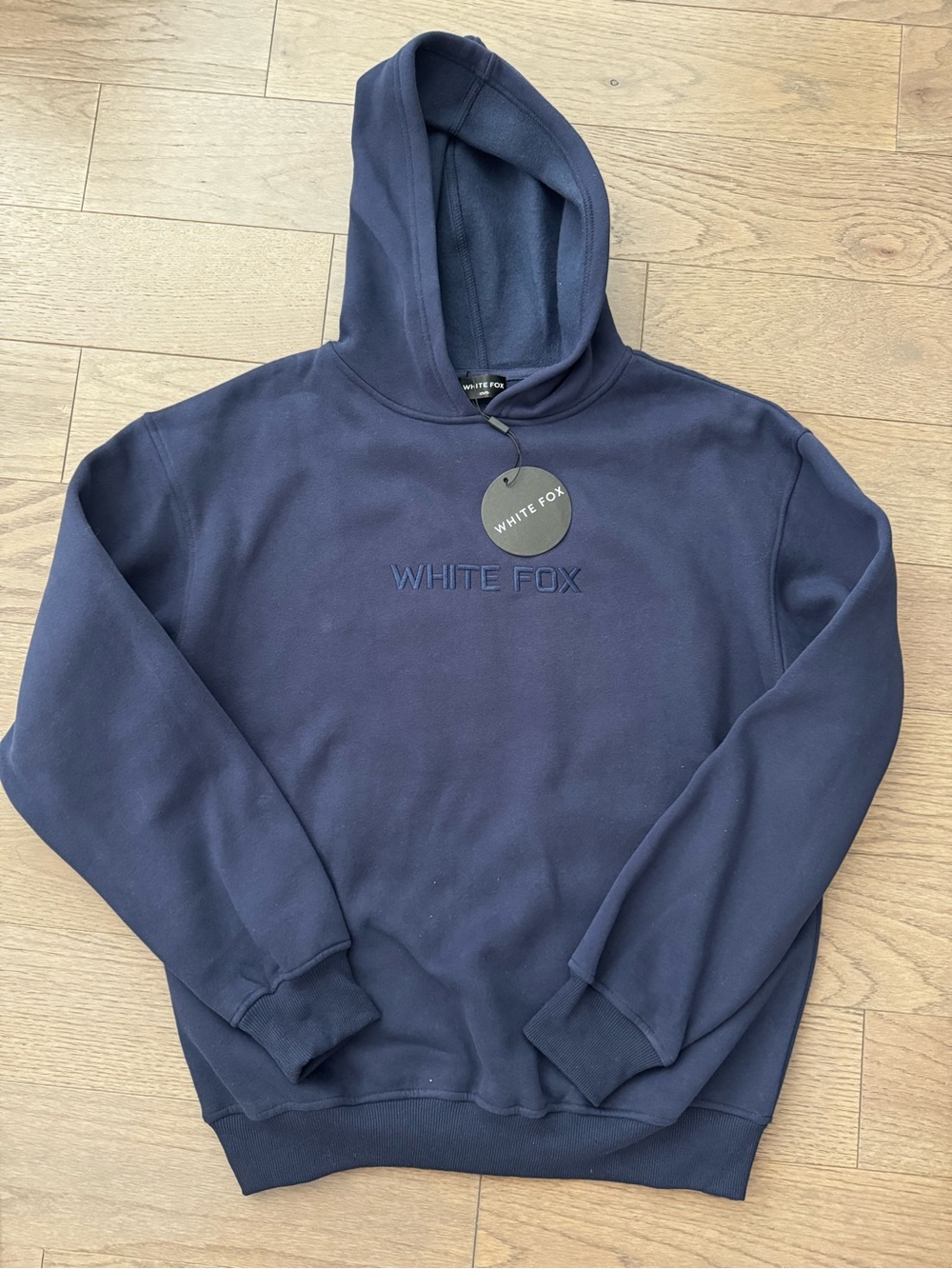 NWT White Fox Boutique Women’s Navy Hoodie with Embroidered Logo